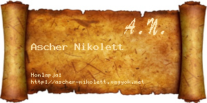 Ascher Nikolett névjegykártya